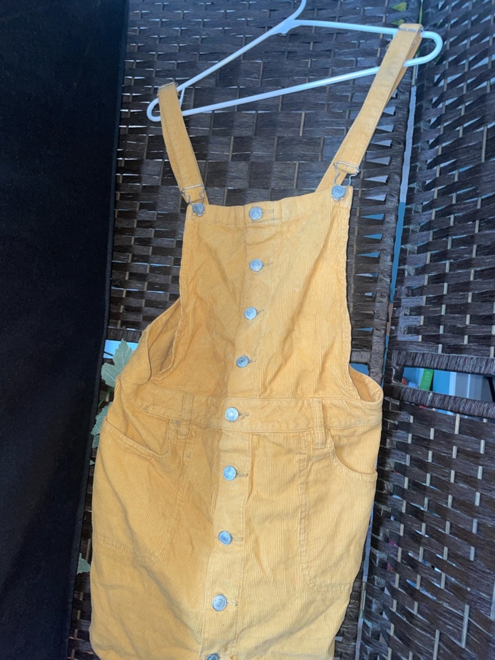 PacSun Mustard Yellow Corduroy Button-Front Overall Dress